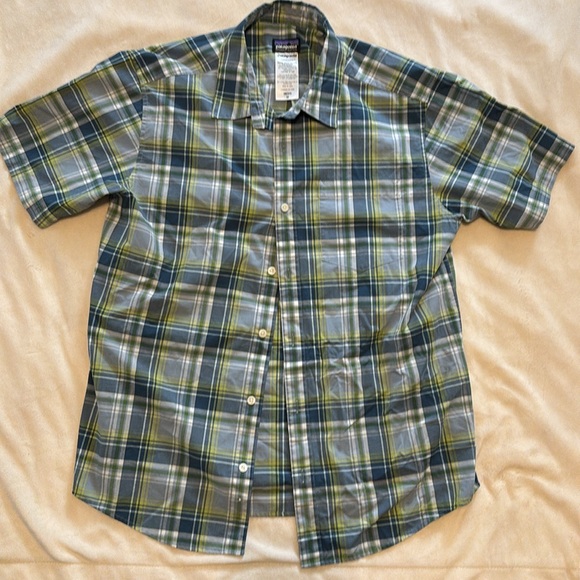 Plaid Short Sleeve Shirt - Green and Blue - Picture 4 of 4